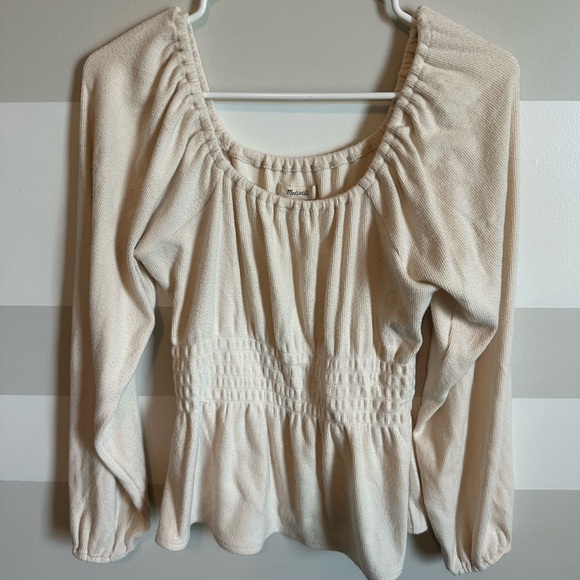 Madewell Plush square neck smocked top - Picture 4 of 5